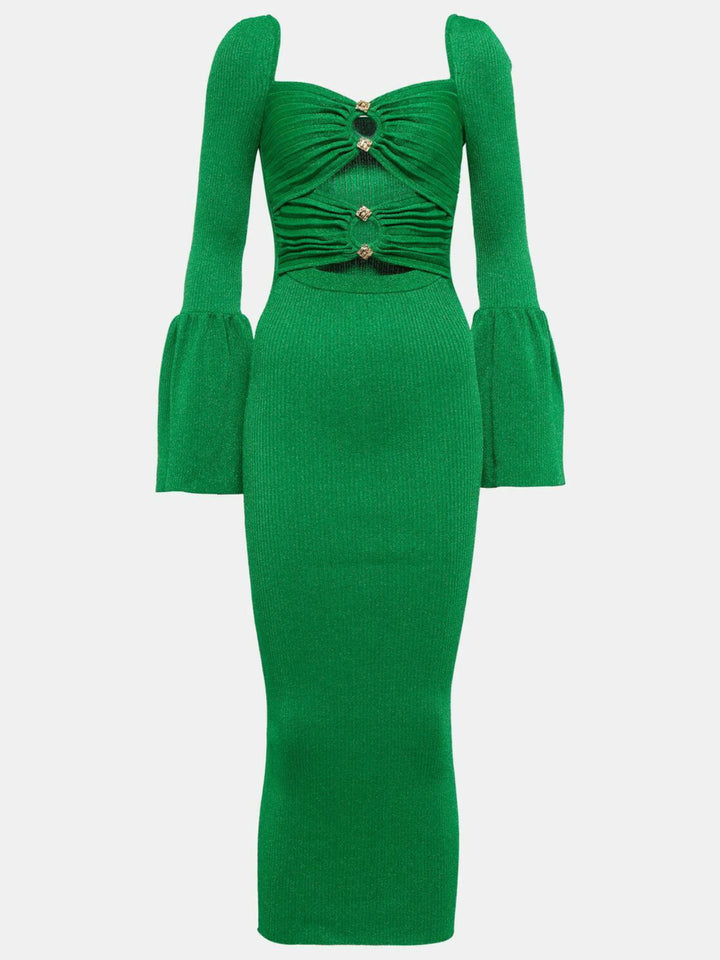 Green Hollow Midi Dress