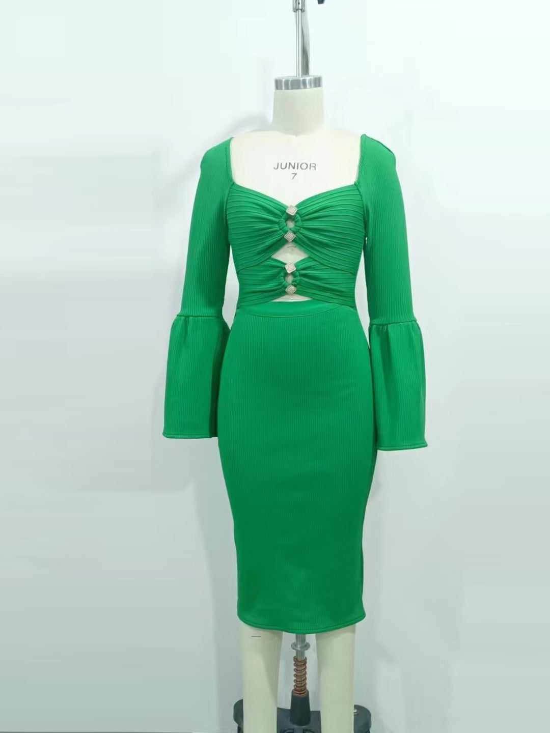 Green Hollow Midi Dress