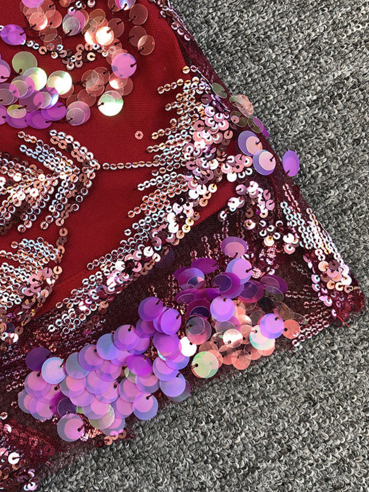 Fashion Sequin Off-the-shoulder Mid-length Dress