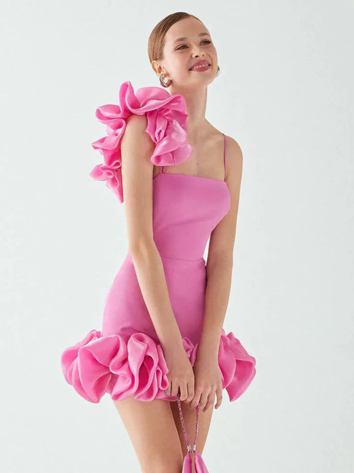 Fashion Pleated Suspender Mini Dress