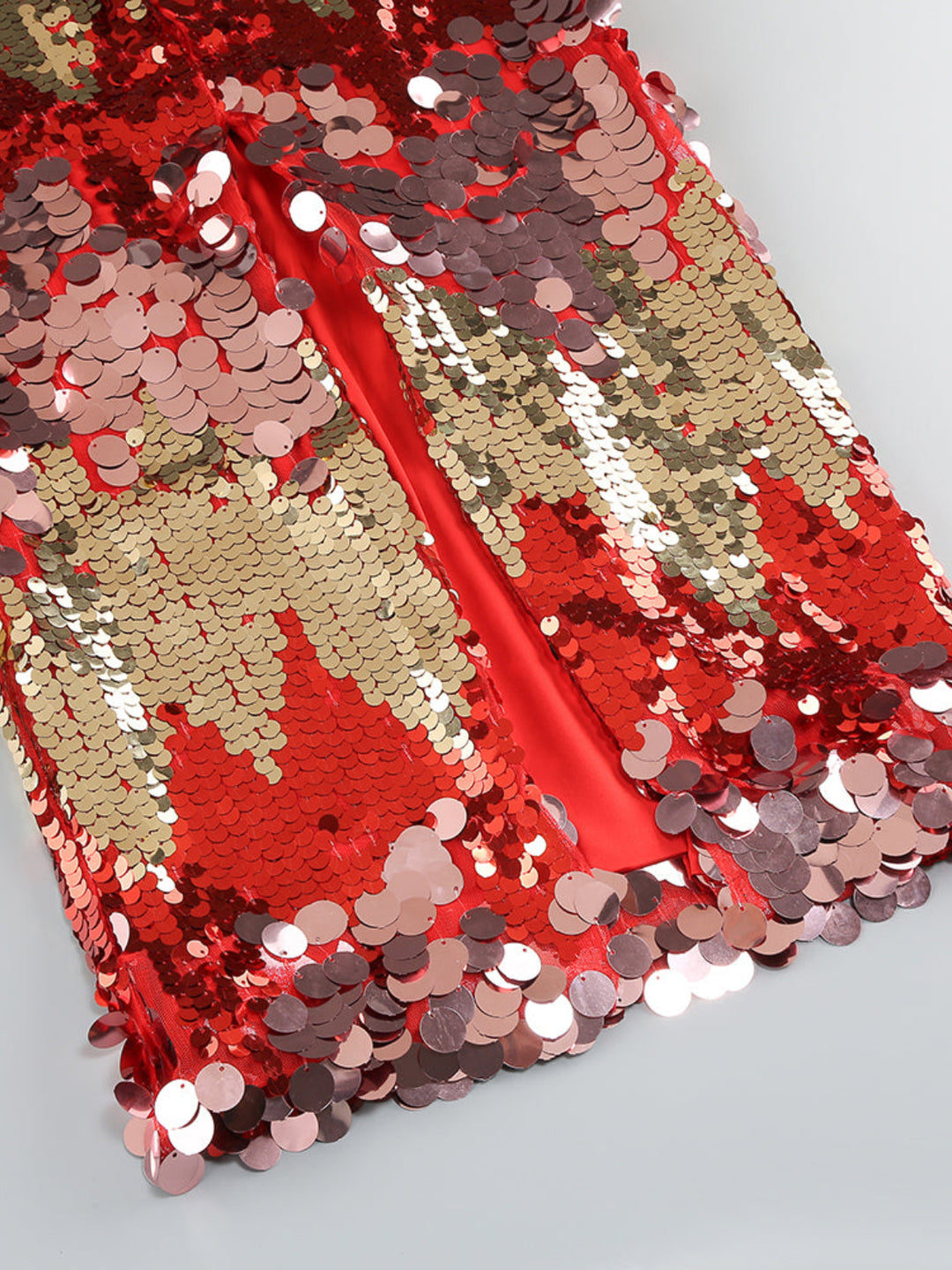 Fashion Sequined Feather Stitching Midi Dress