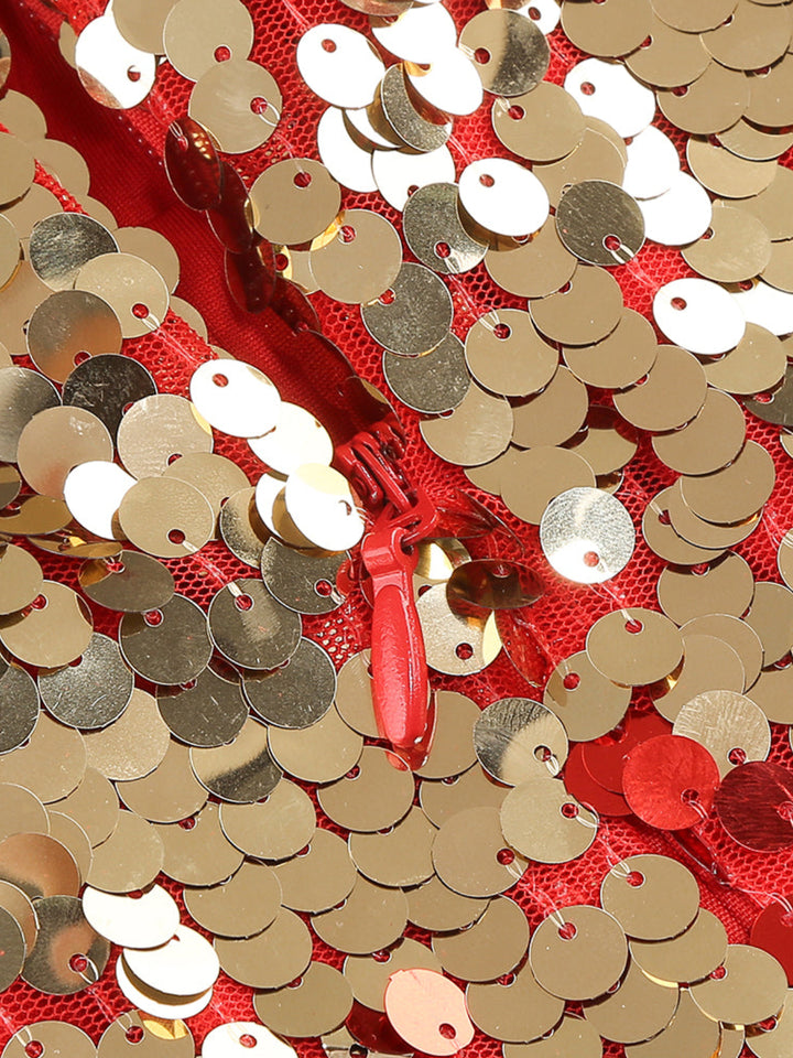 Fashion Sequined Feather Stitching Midi Dress