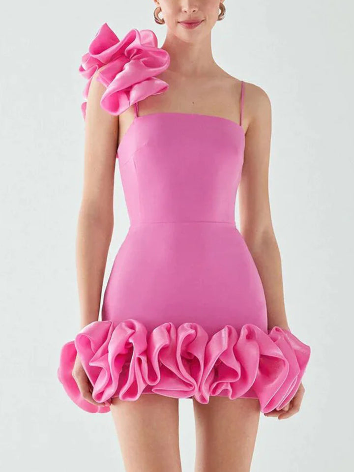 Fashion Pleated Suspender Mini Dress