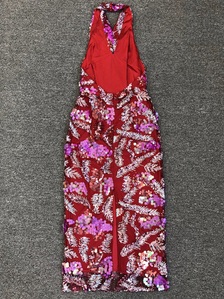 Fashion Sequin Off-the-shoulder Mid-length Dress