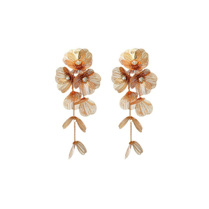 Diamond Flower Fringed Earrings