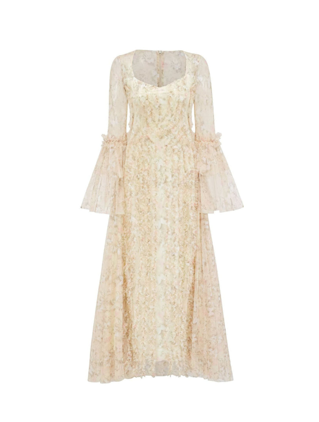 Elegant Flared Sleeve Maxi Dress