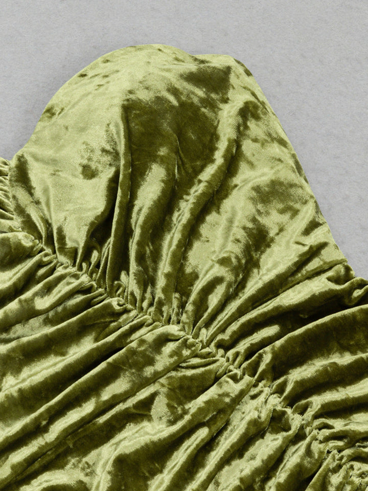 Fashion Tube Top Pleated Split Dress