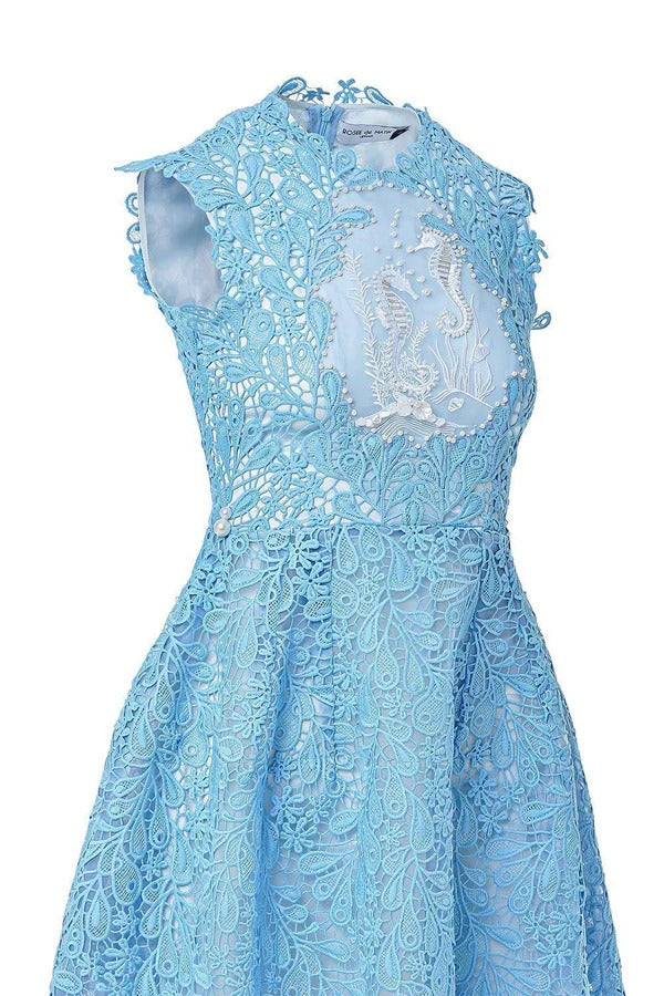 Vintage Beaded Lace Midi Dress