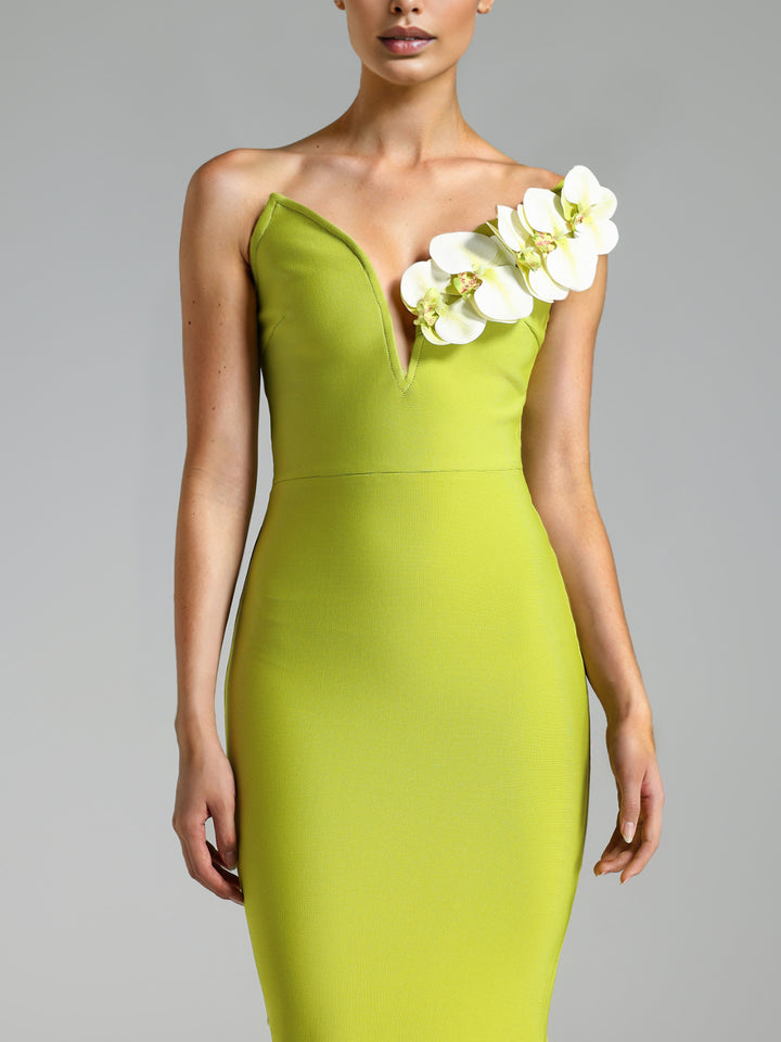 Grace Green One-Shoulder Maxi Dress