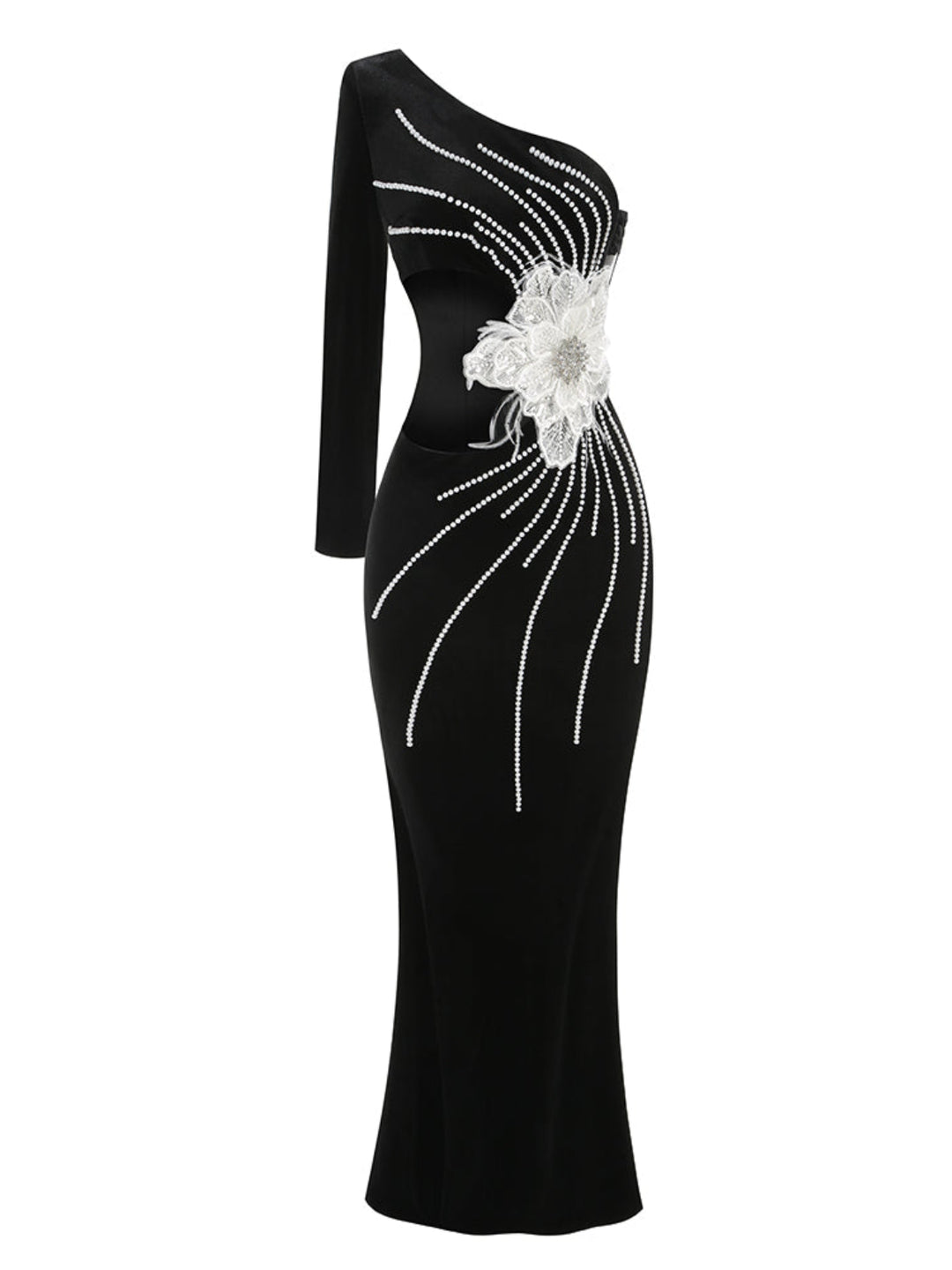 Stylish Three-dimensional Flower Pearl Dress