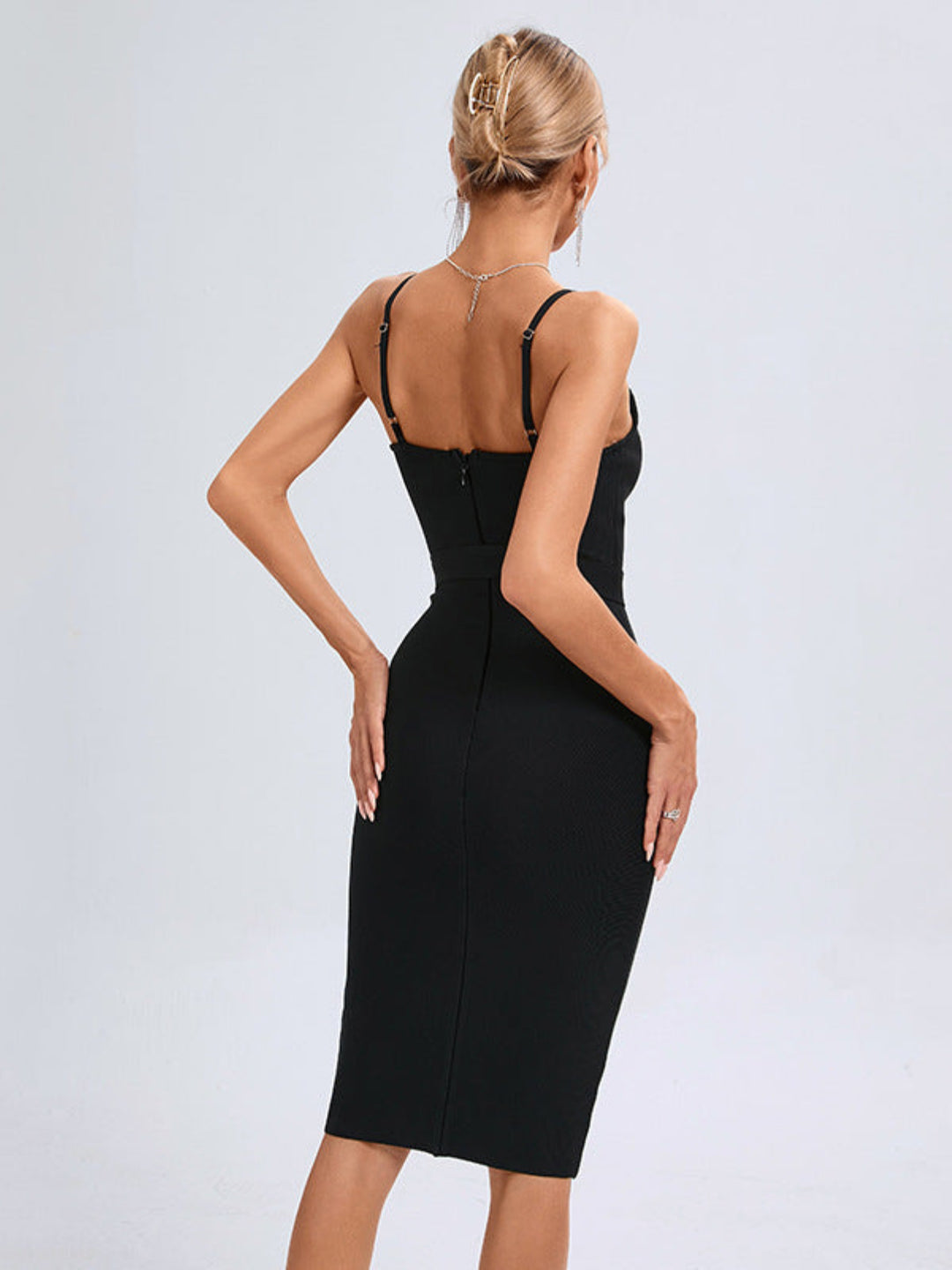 Elegant Solid Color Suspender Dress