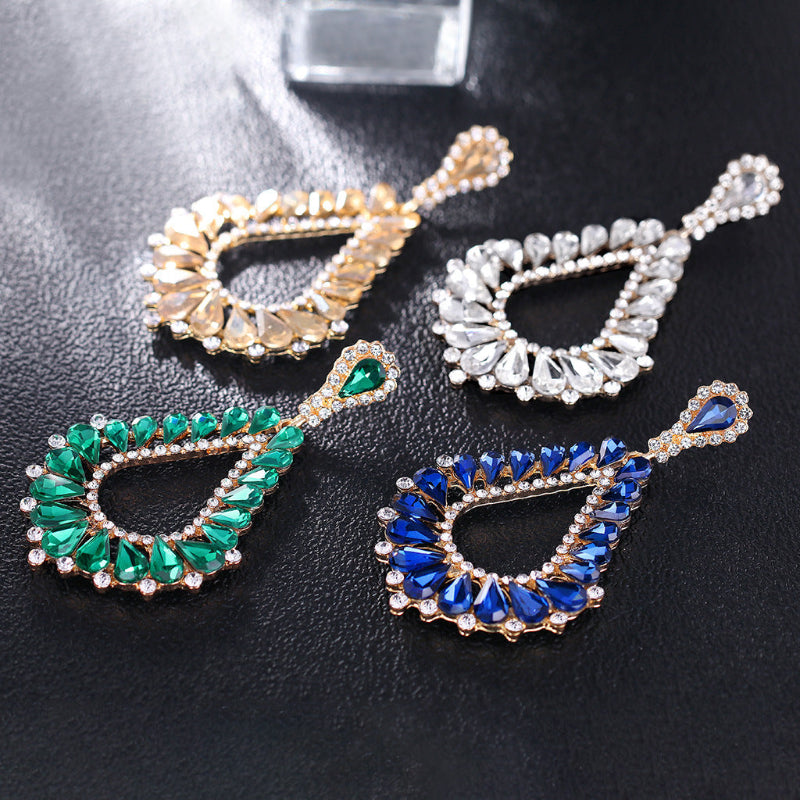 Vintage Diamond-encrusted Hollow Earrings