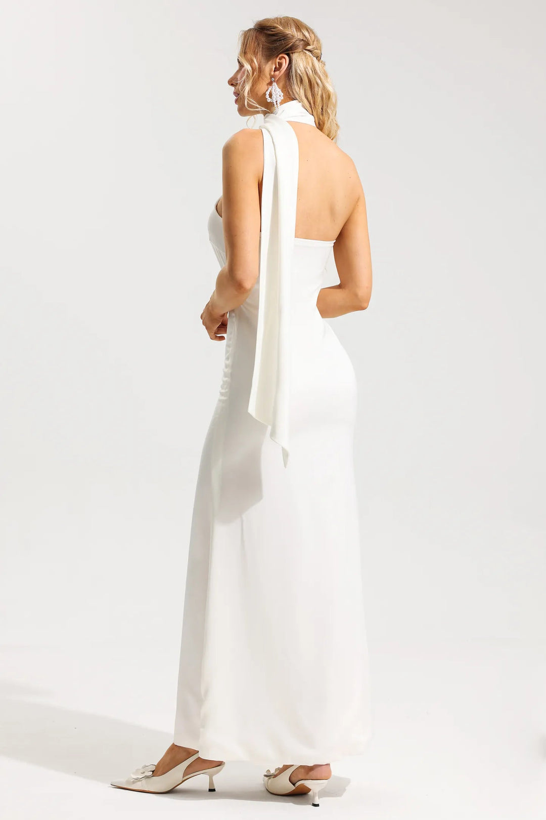 3D Floral Satin Solid Maxi Dress