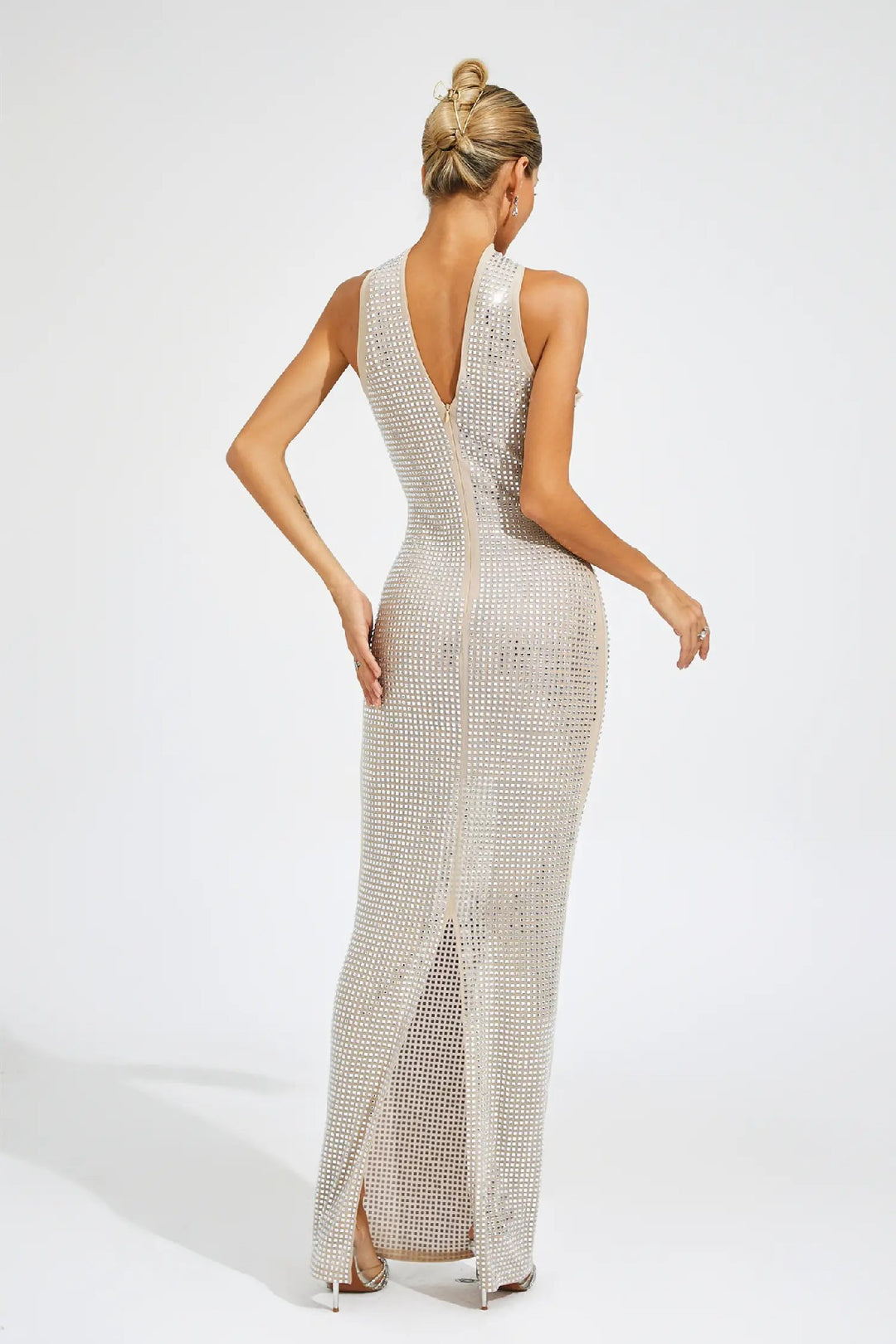 Fashion Hot Diamond Neck Maxi Dress