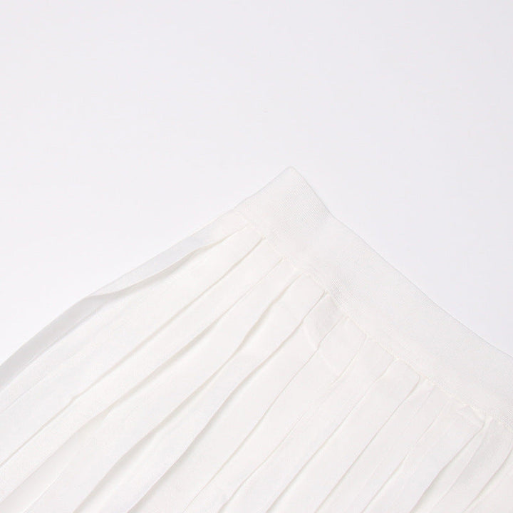 Halter neck sleeveless top pleated skirt fashion suit