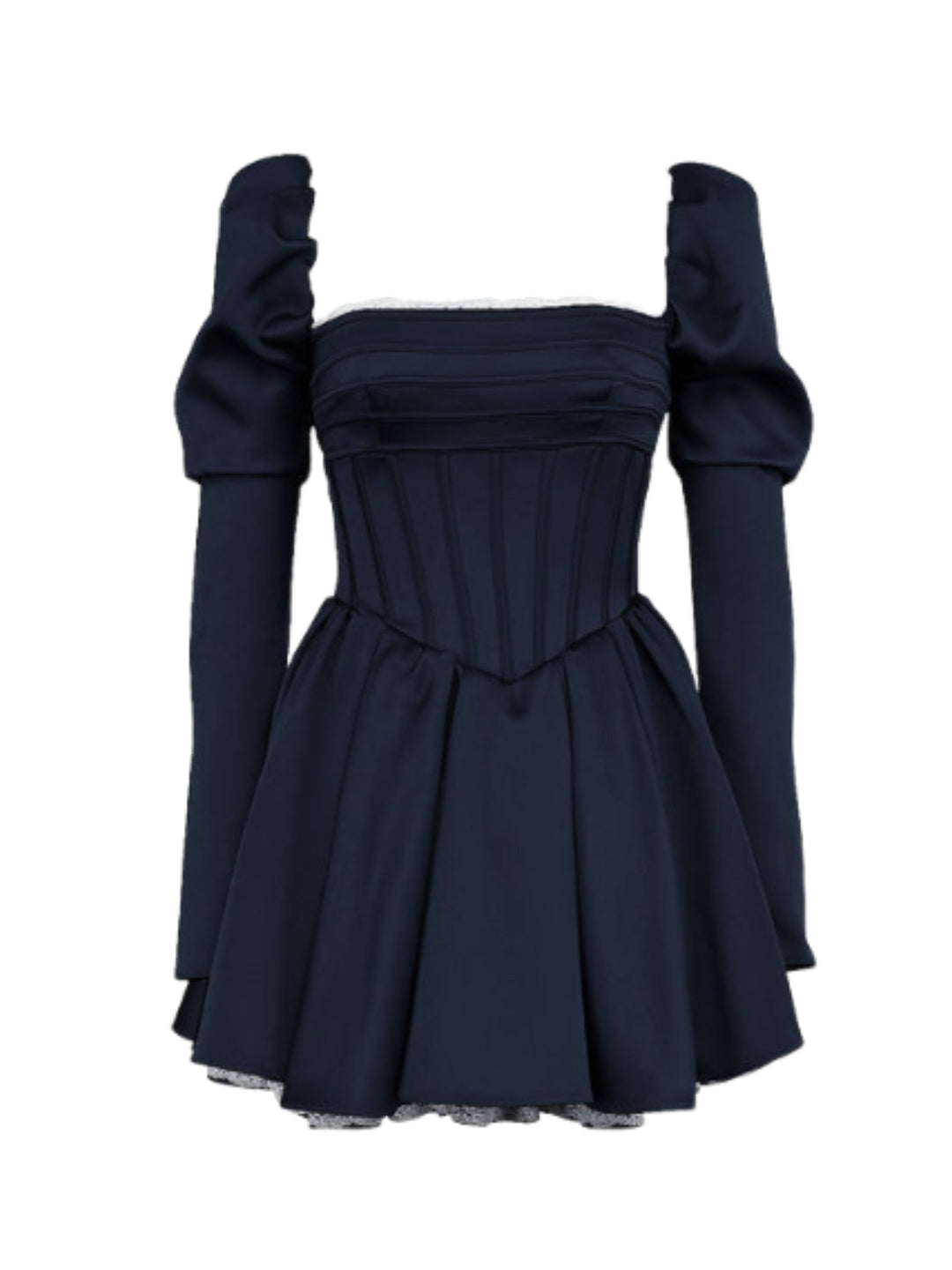 Blue Solid Color Lace Mini Dress