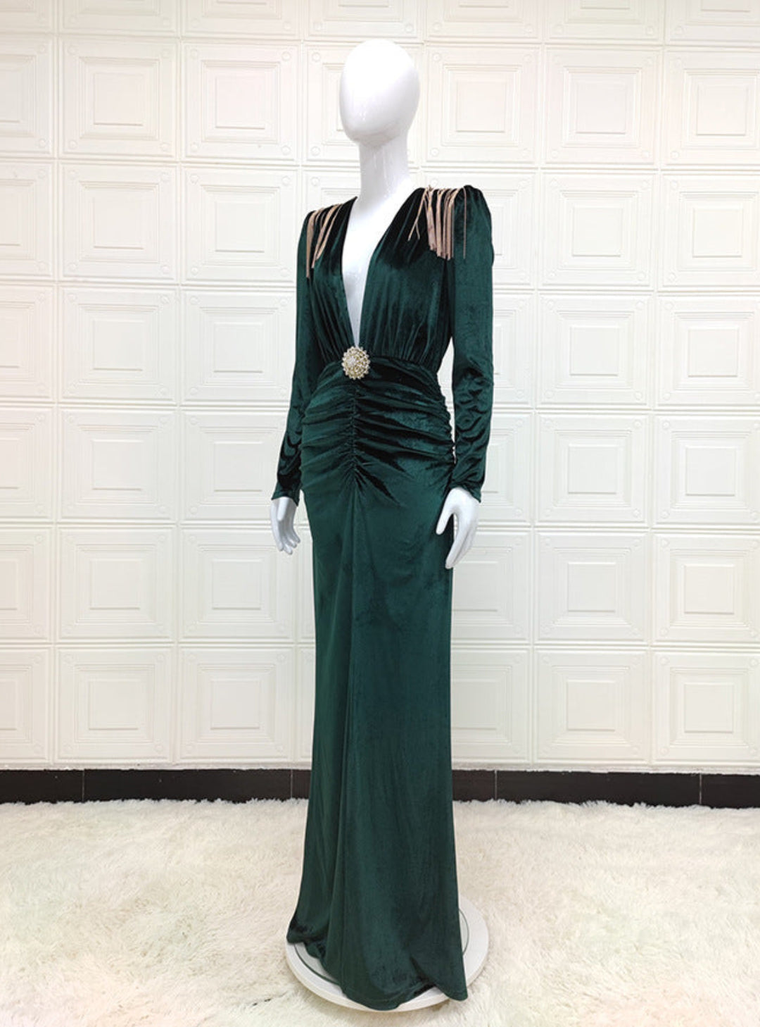 Fashion Deep V Long Sleeve Dress