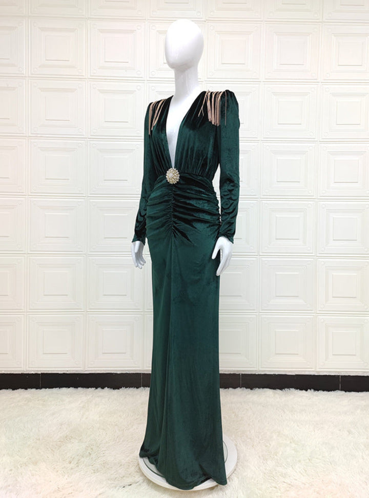 Fashion Deep V Long Sleeve Dress