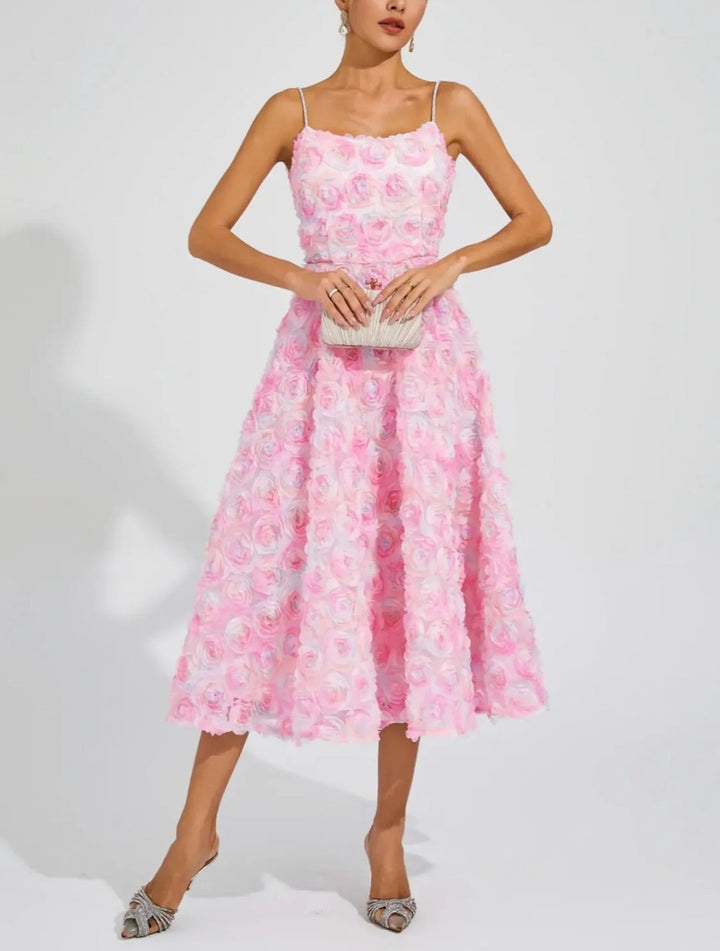 Elegant Three-dimensional Flower Lace Dress