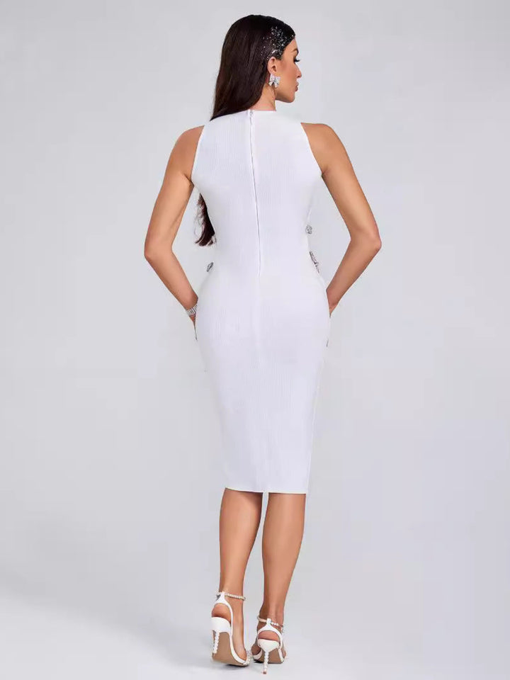 Simple Hollow Diamond Midi Dress