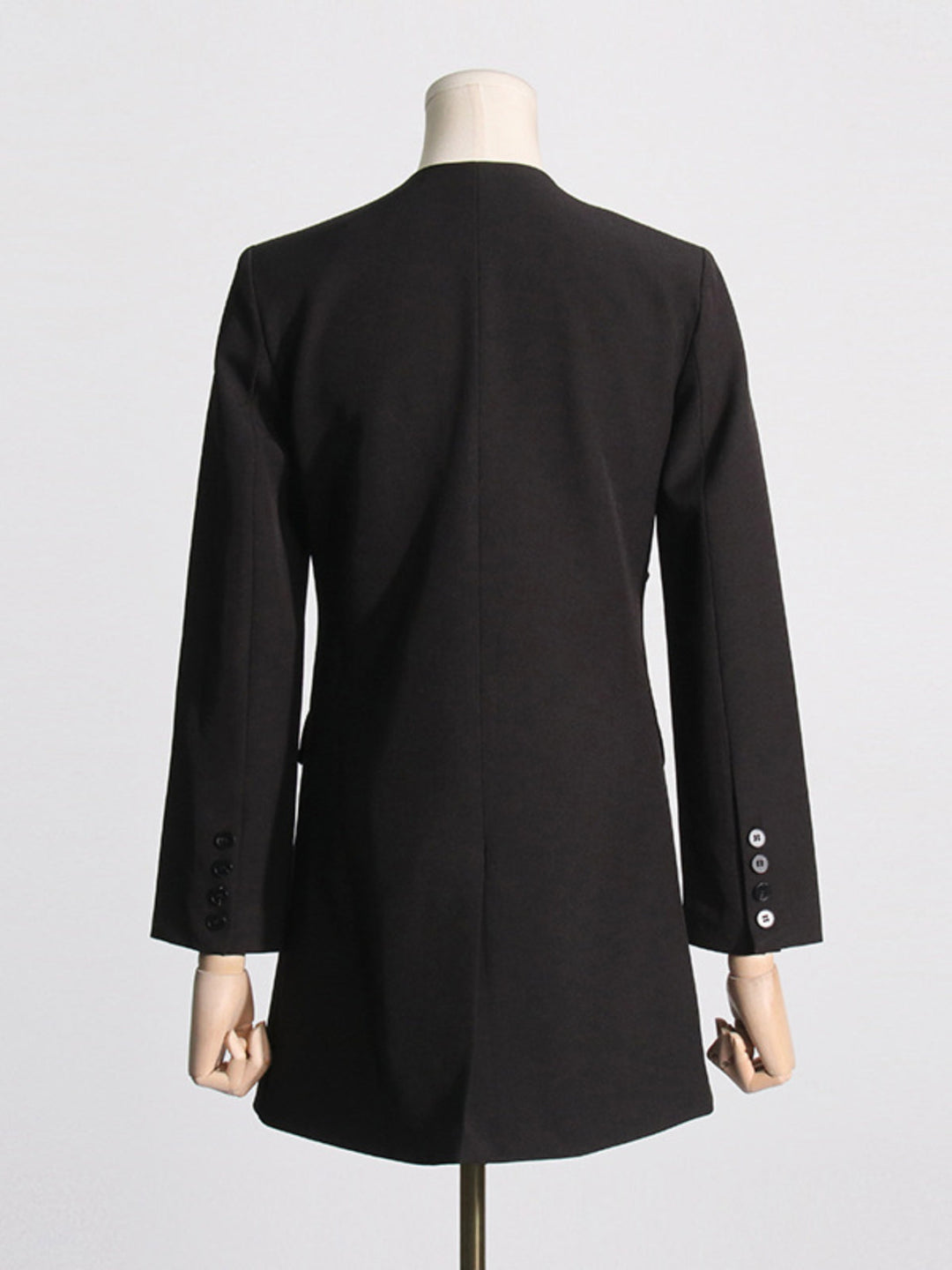 Pleated V-neck Long-sleeved Coat