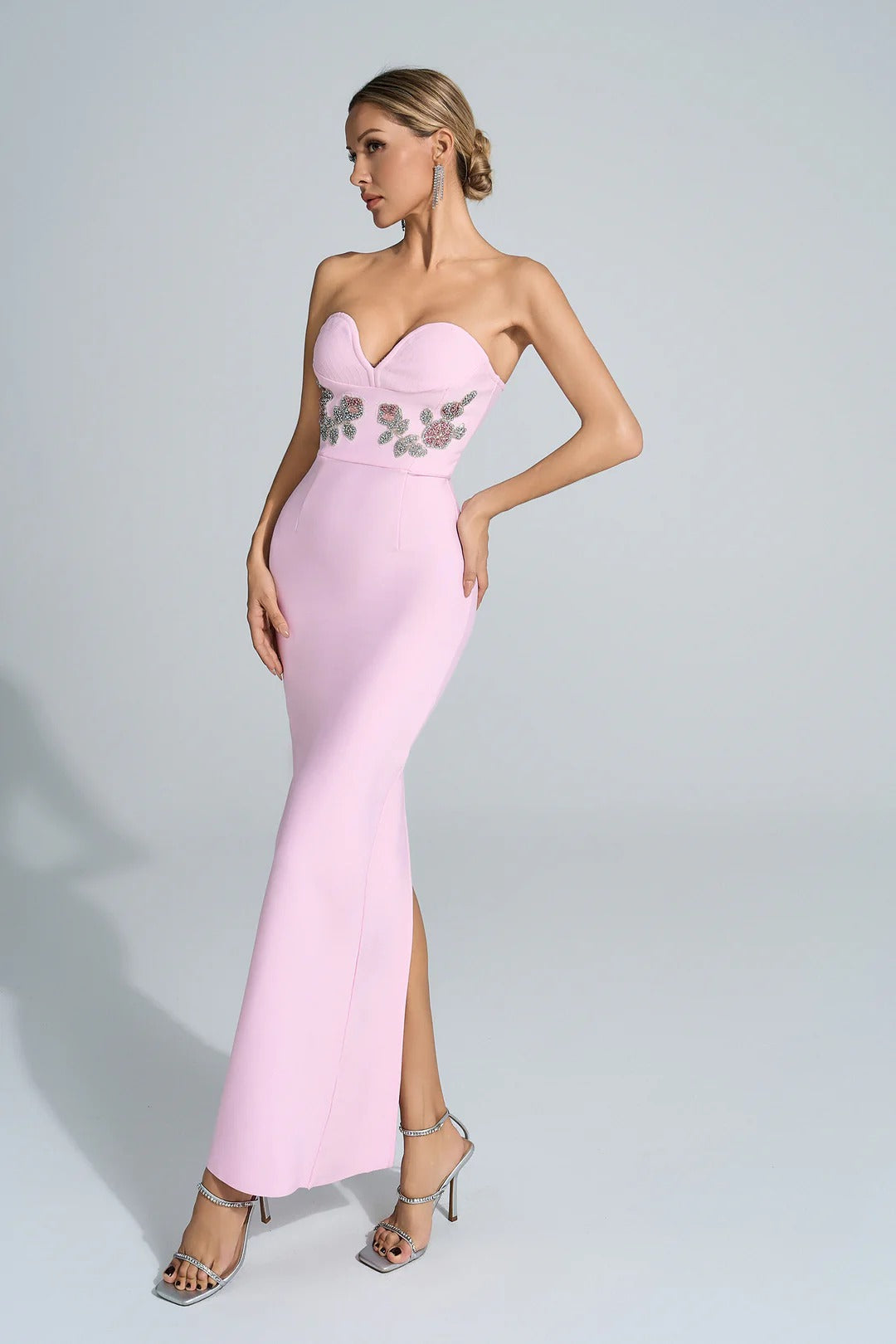 Temperament Tube Top Diamond Flower Dress