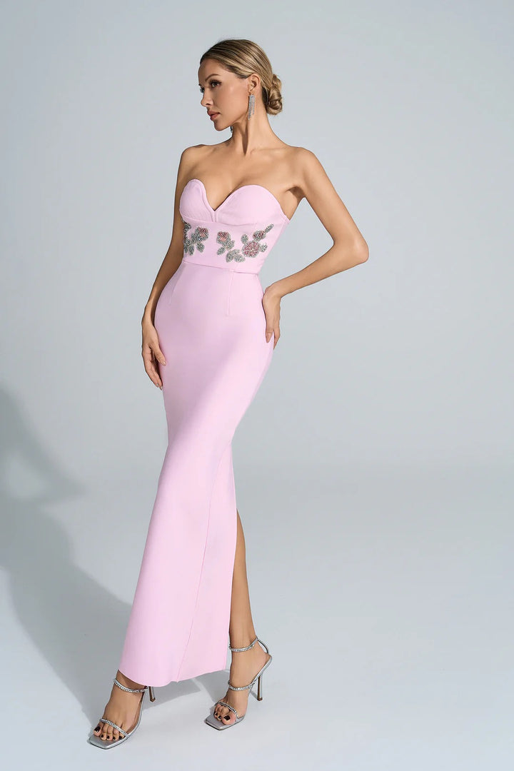 Temperament Tube Top Diamond Flower Dress