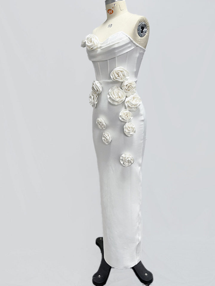 3D Flower Tube Top Maxi Dress