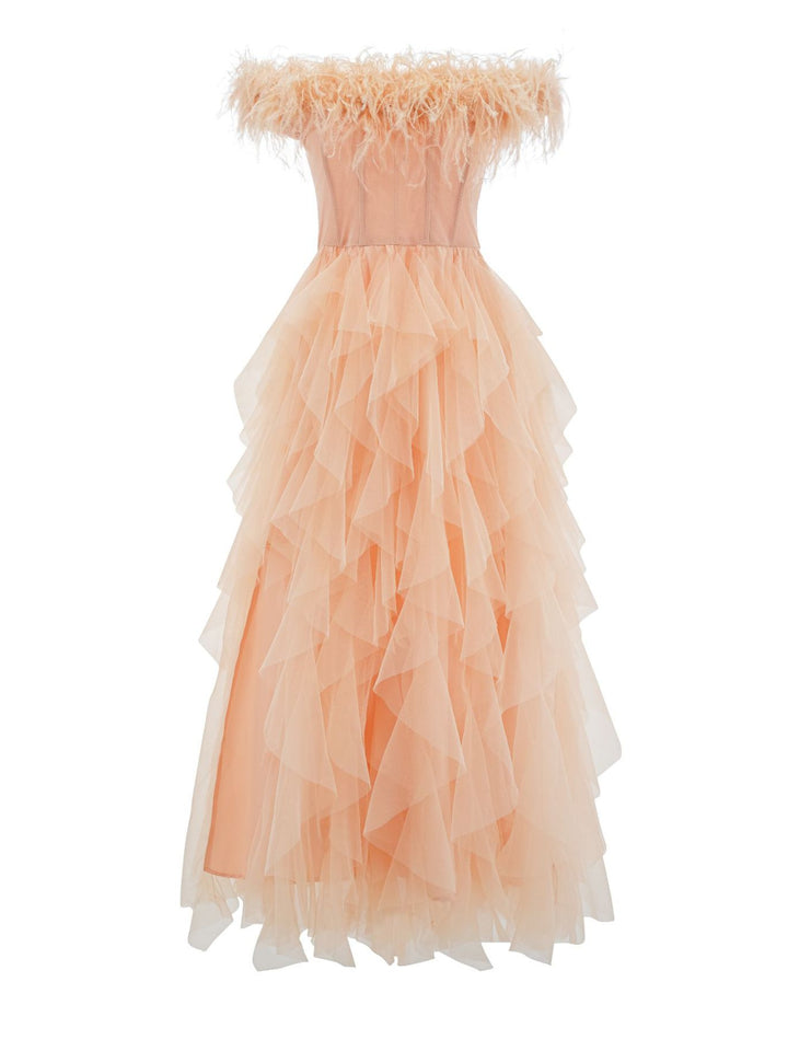 Jennifer Mesh Fabric Feather Dress