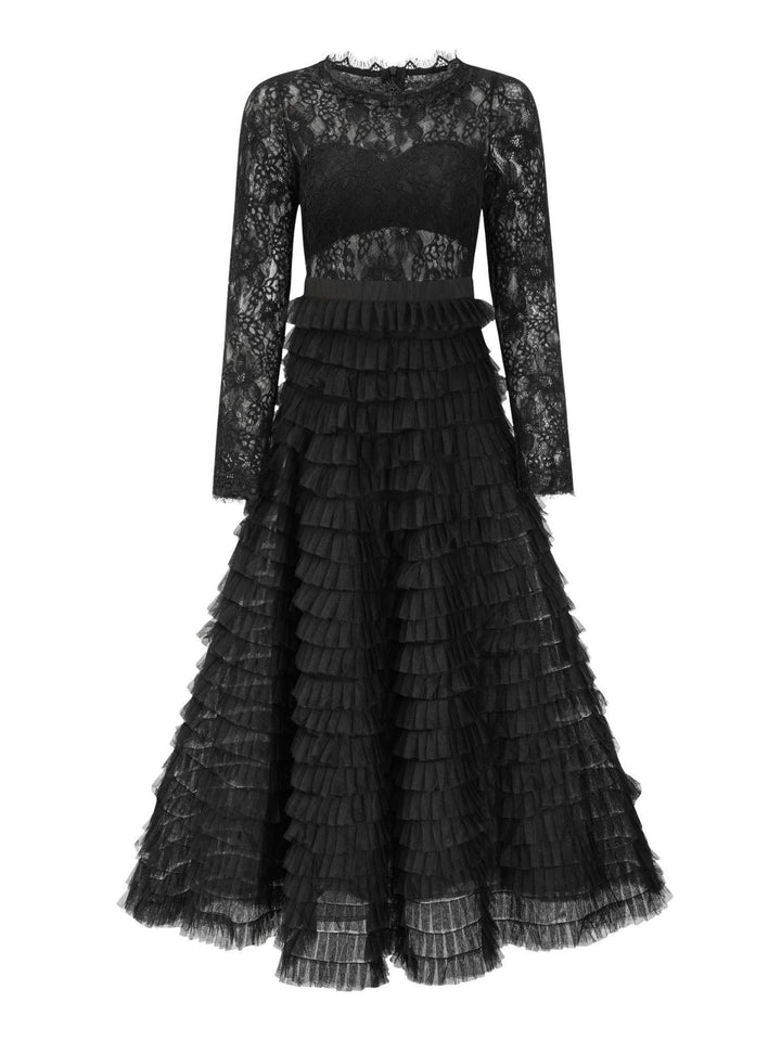 Scarlett Lace Mesh Fabric Hollow Out Dress