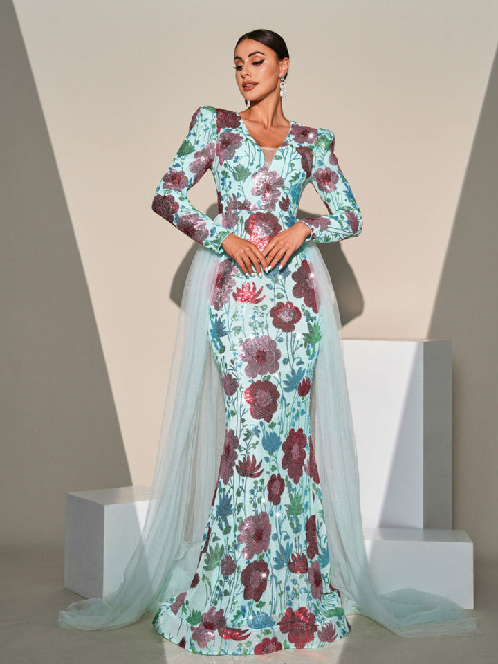 Temperament V-neck Sequined Dress