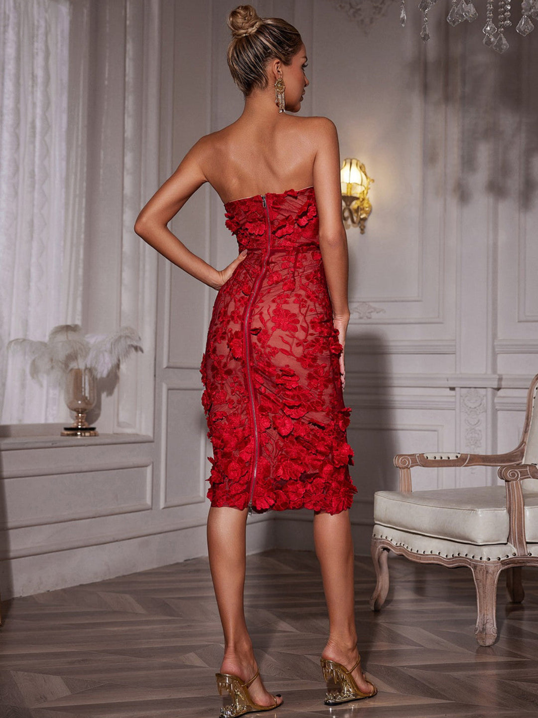 Margot Red Flower Embroidery Dress