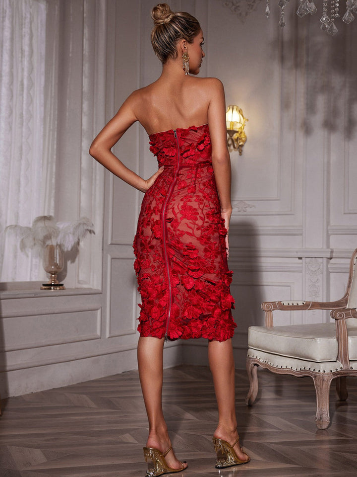 Margot Red Flower Embroidery Dress