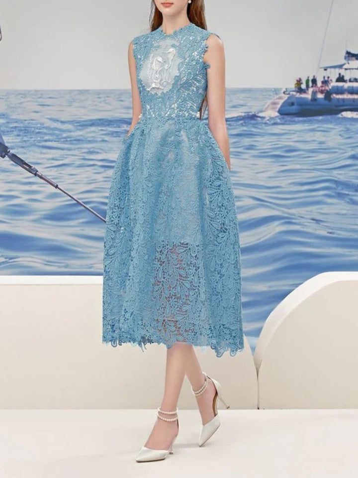 Vintage Beaded Lace Midi Dress