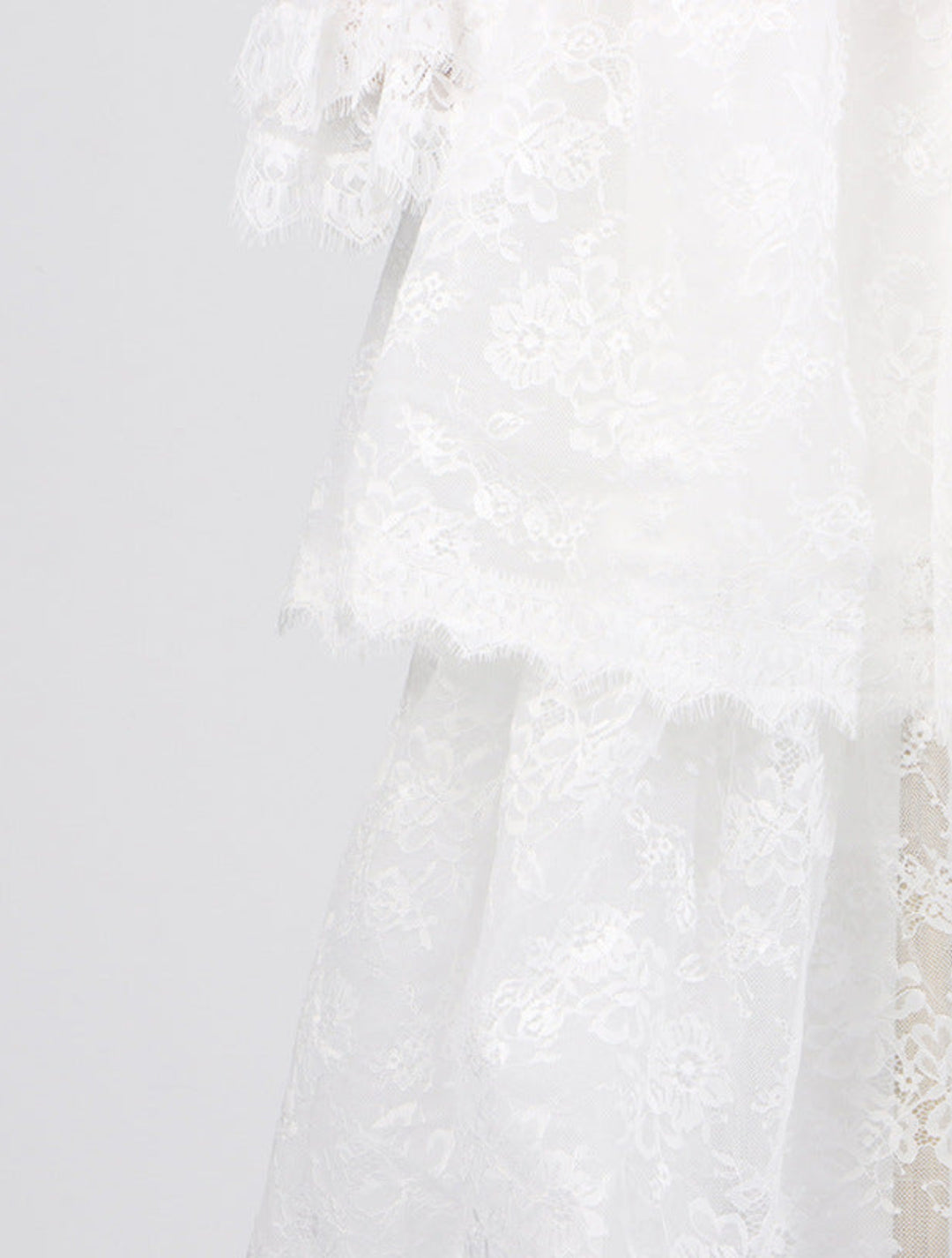 Elegant Bubble Sleeve Lace Mid-length Dress