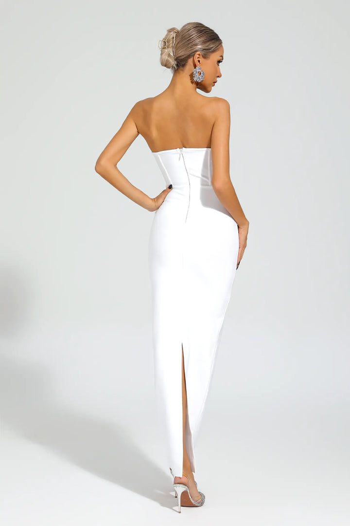 3D Flower Tube Top Maxi Dress