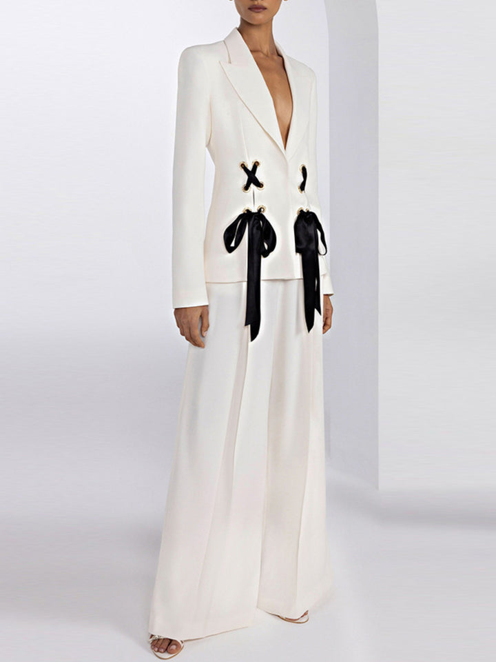 Fashion Lace-Up Suit Two-piece Set