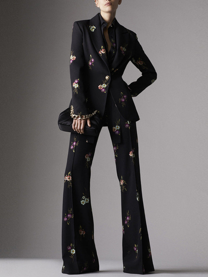 Temperament Floral Print Suit Two-piece Set