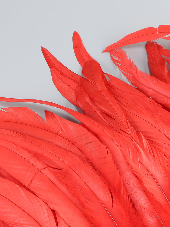 Fashion Sequined Feather Stitching Midi Dress