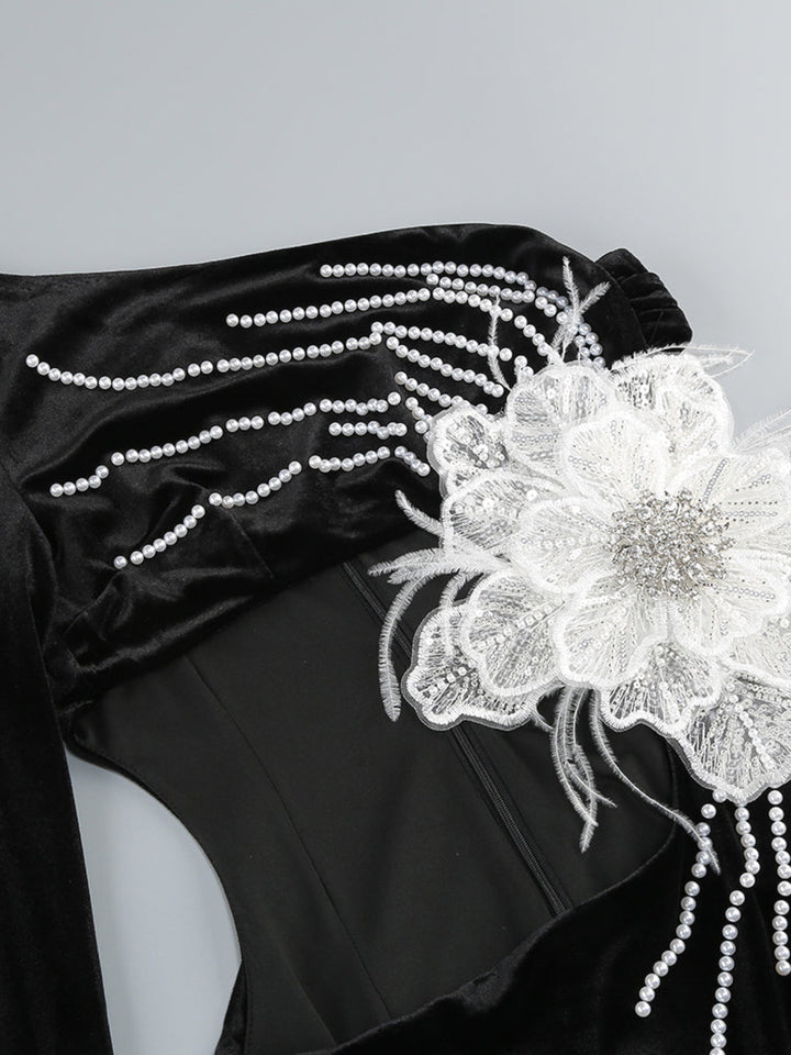 Stylish Three-dimensional Flower Pearl Dress