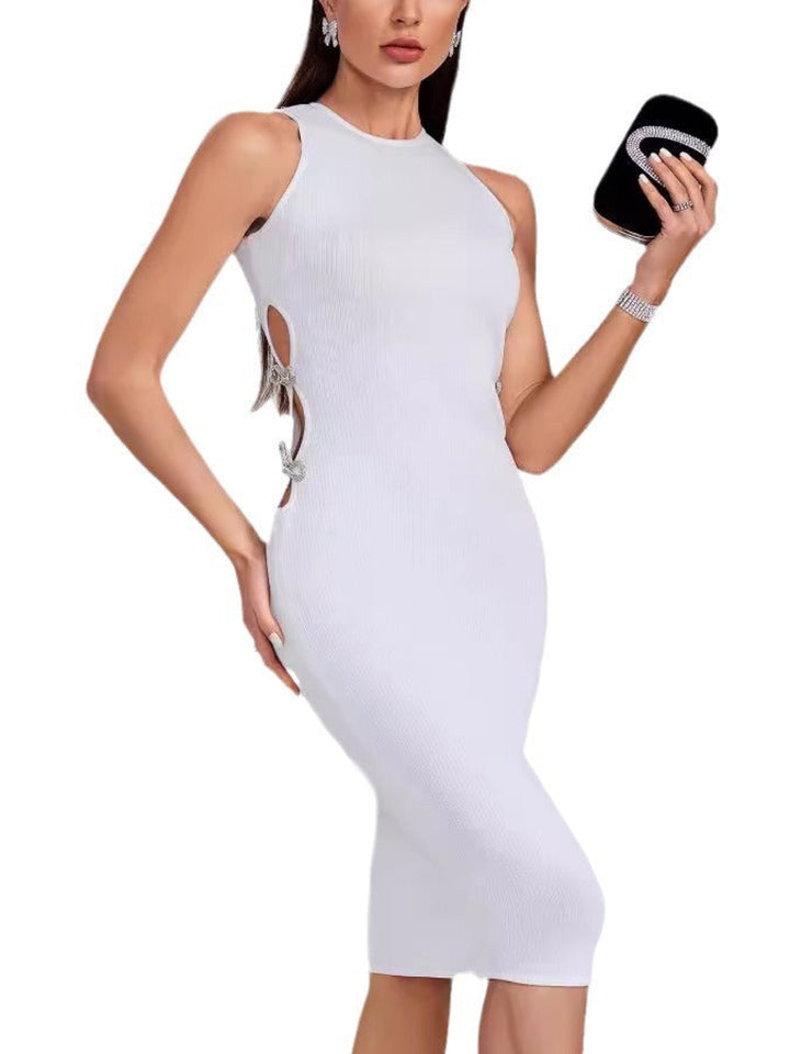 Simple Hollow Diamond Midi Dress