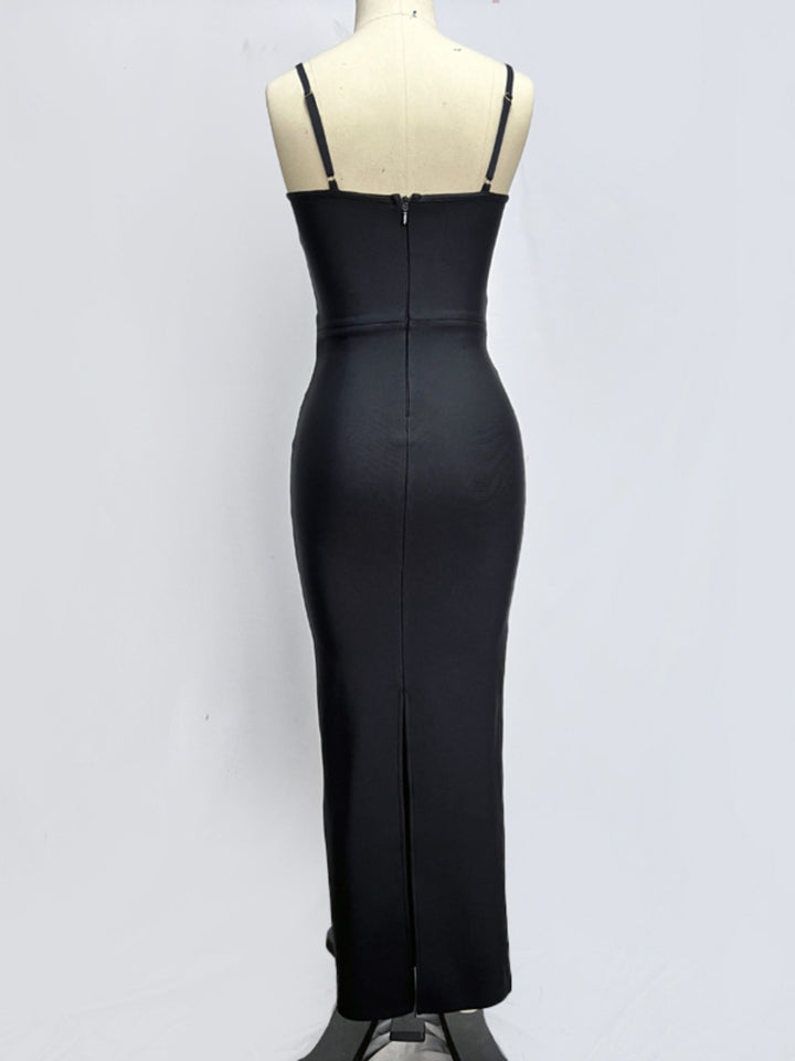 Butterfly Drill Chain Bandage Maxi Dress