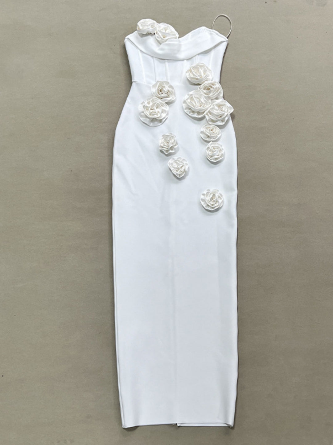 3D Flower Tube Top Maxi Dress