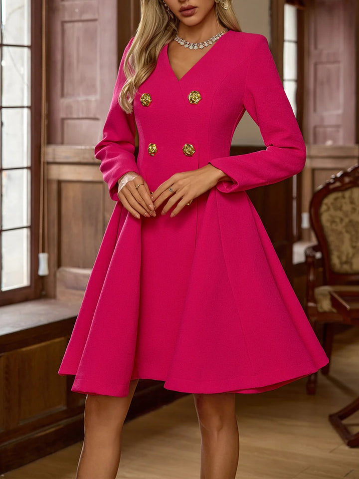 Romantic Solid Color Waist Mini Dress