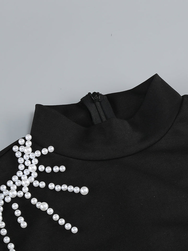 Elegant Pearl Hollow Mini Dress