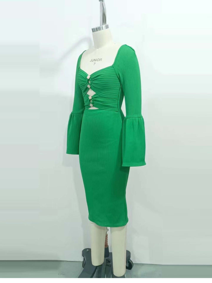 Green Hollow Midi Dress