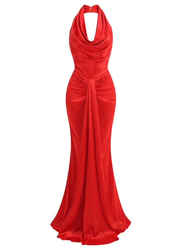 Emma Red Hollow Off-Shoulder Maxi Dress