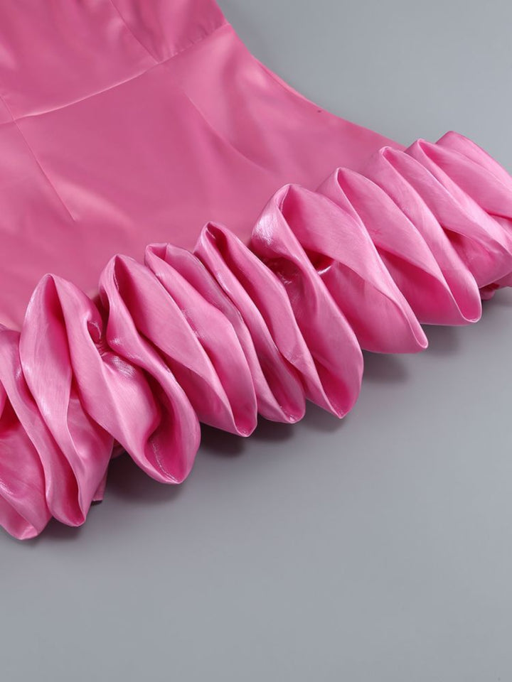 Fashion Pleated Suspender Mini Dress