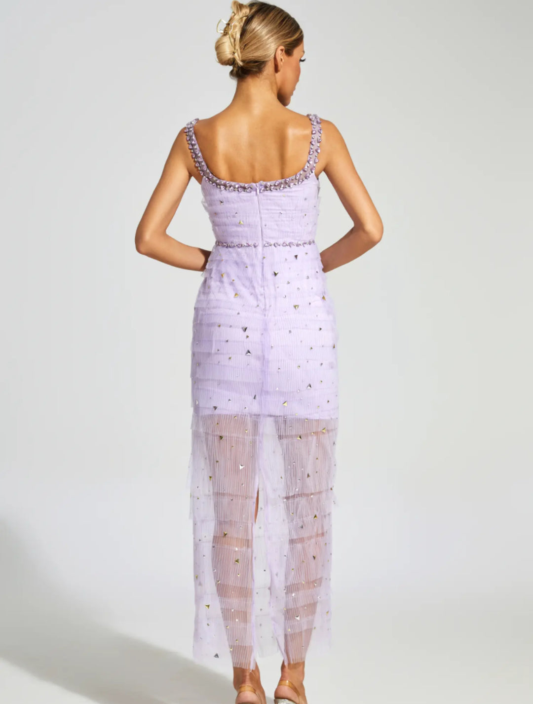 Temperament Suspender Diamond Mesh Dress