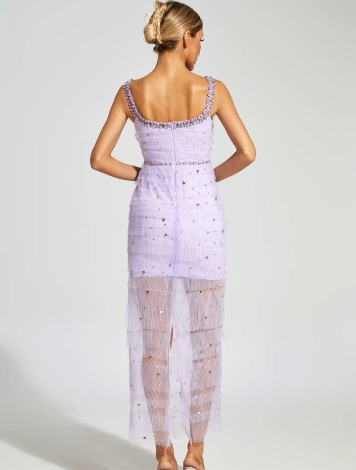 Temperament Suspender Diamond Mesh Dress